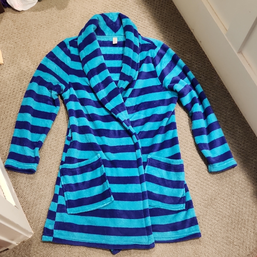 Flirtitude Plush Robe in Teal and Purple